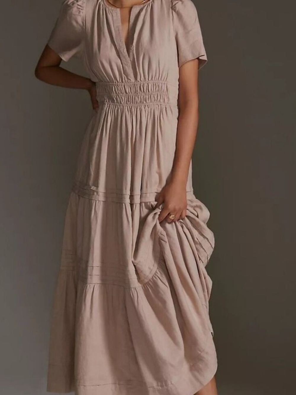Anthropologie Somerset Linen dress blush/beige XS - Picture 1 of 2